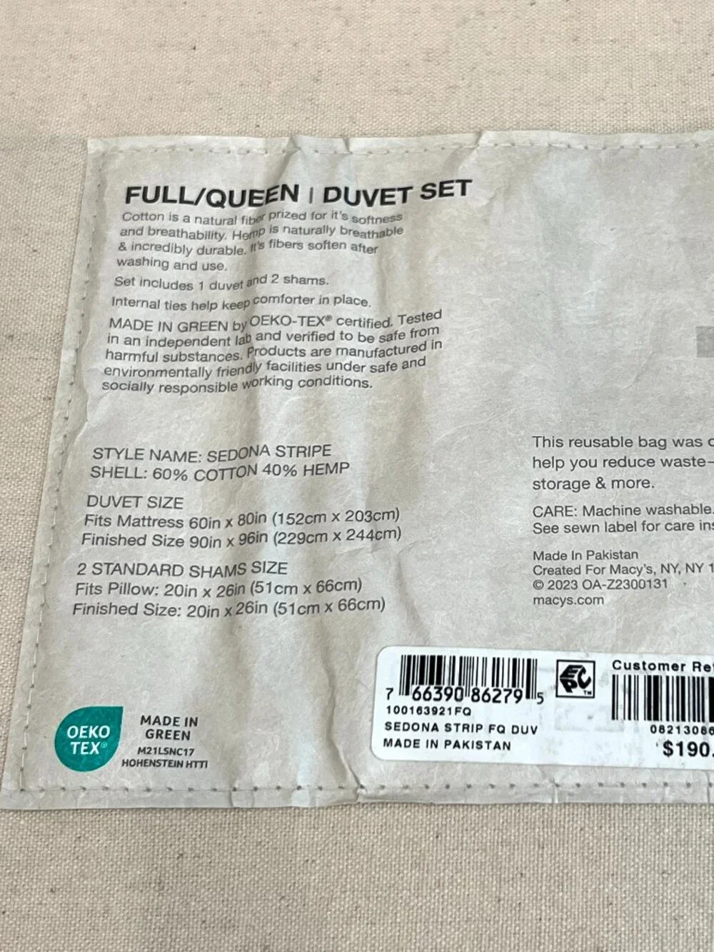 Oake Full/Queen Size Duvet Cover and Pillowcases Pillow Shams Set Striped Ivory